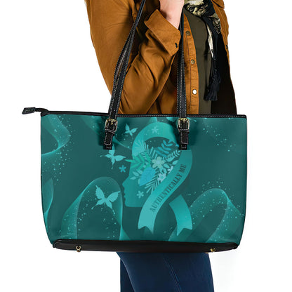 Australia Tourette Syndrome Support Acceptance Leather Tote Bag Butterfly Ribbon Art