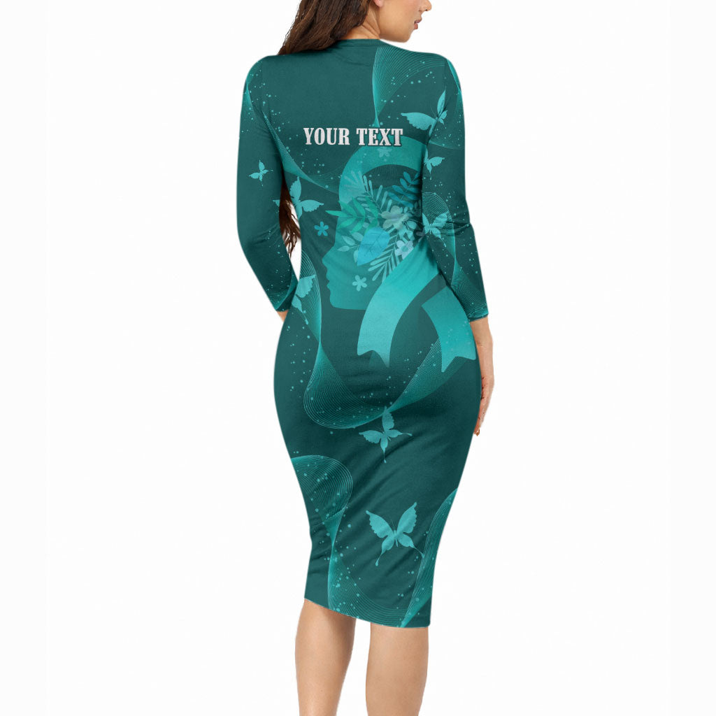 Australia Tourette Syndrome Support Acceptance Personalised Long Sleeve Bodycon Dress Butterfly Ribbon Art