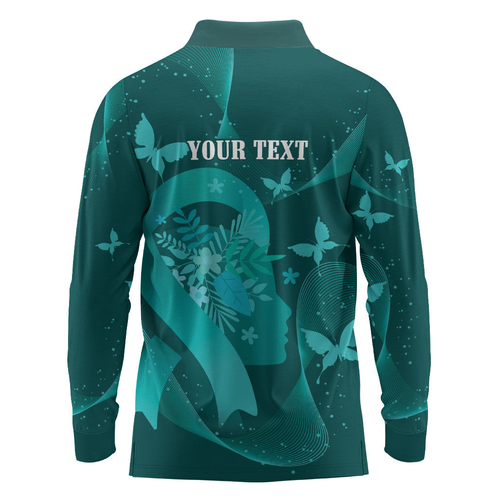 Australia Tourette Syndrome Support Acceptance Personalised Long Sleeve Polo Shirt Butterfly Ribbon Art