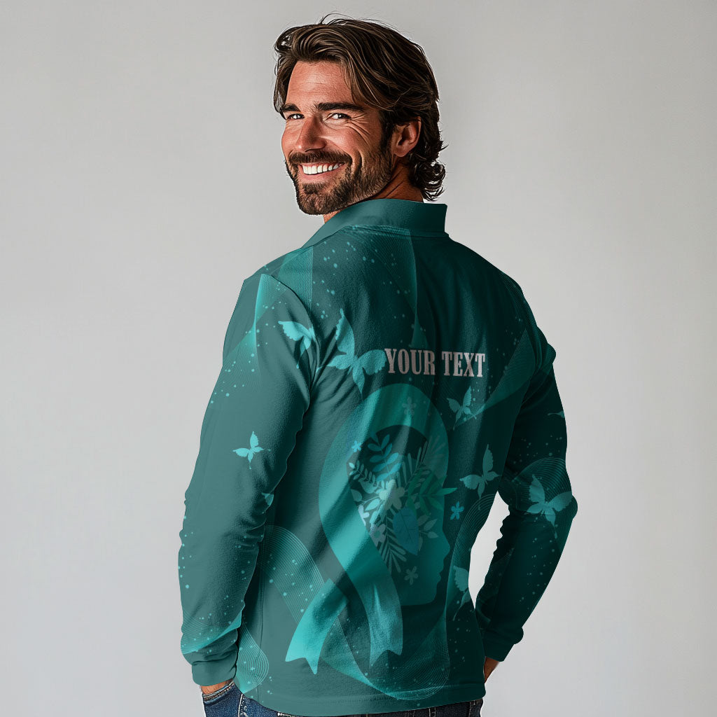 Australia Tourette Syndrome Support Acceptance Personalised Long Sleeve Polo Shirt Butterfly Ribbon Art