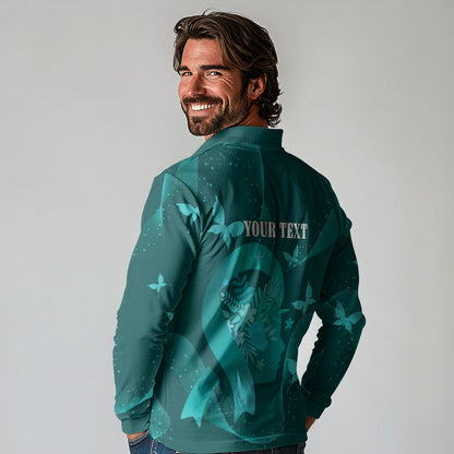 Australia Tourette Syndrome Support Acceptance Personalised Long Sleeve Polo Shirt Butterfly Ribbon Art