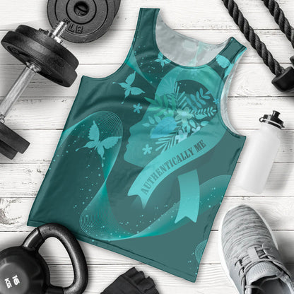 Australia Tourette Syndrome Support Acceptance Personalised Men Tank Top Butterfly Ribbon Art