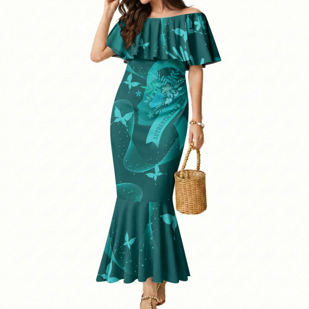 Australia Tourette Syndrome Support Acceptance Personalised Mermaid Dress Butterfly Ribbon Art