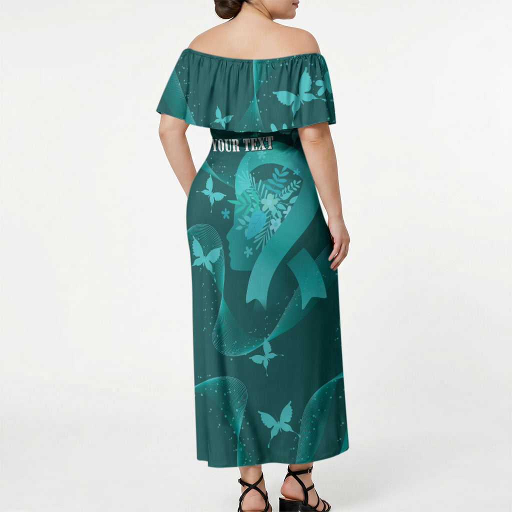 Australia Tourette Syndrome Support Acceptance Personalised Off Shoulder Maxi Dress Butterfly Ribbon Art