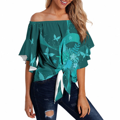 Australia Tourette Syndrome Support Acceptance Personalised Off Shoulder Wrap Waist Top Butterfly Ribbon Art