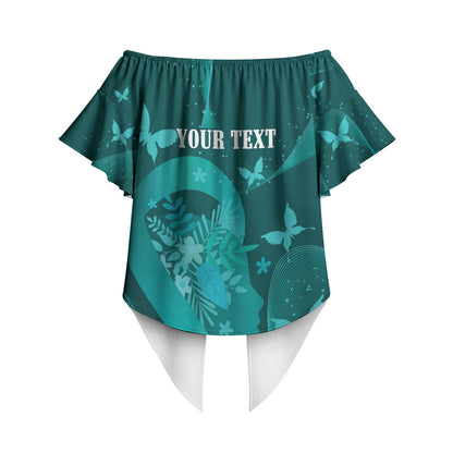 Australia Tourette Syndrome Support Acceptance Personalised Off Shoulder Wrap Waist Top Butterfly Ribbon Art