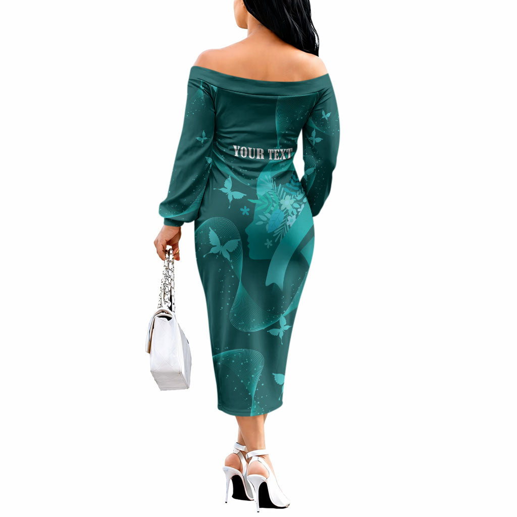 Australia Tourette Syndrome Support Acceptance Personalised Off The Shoulder Long Sleeve Dress Butterfly Ribbon Art