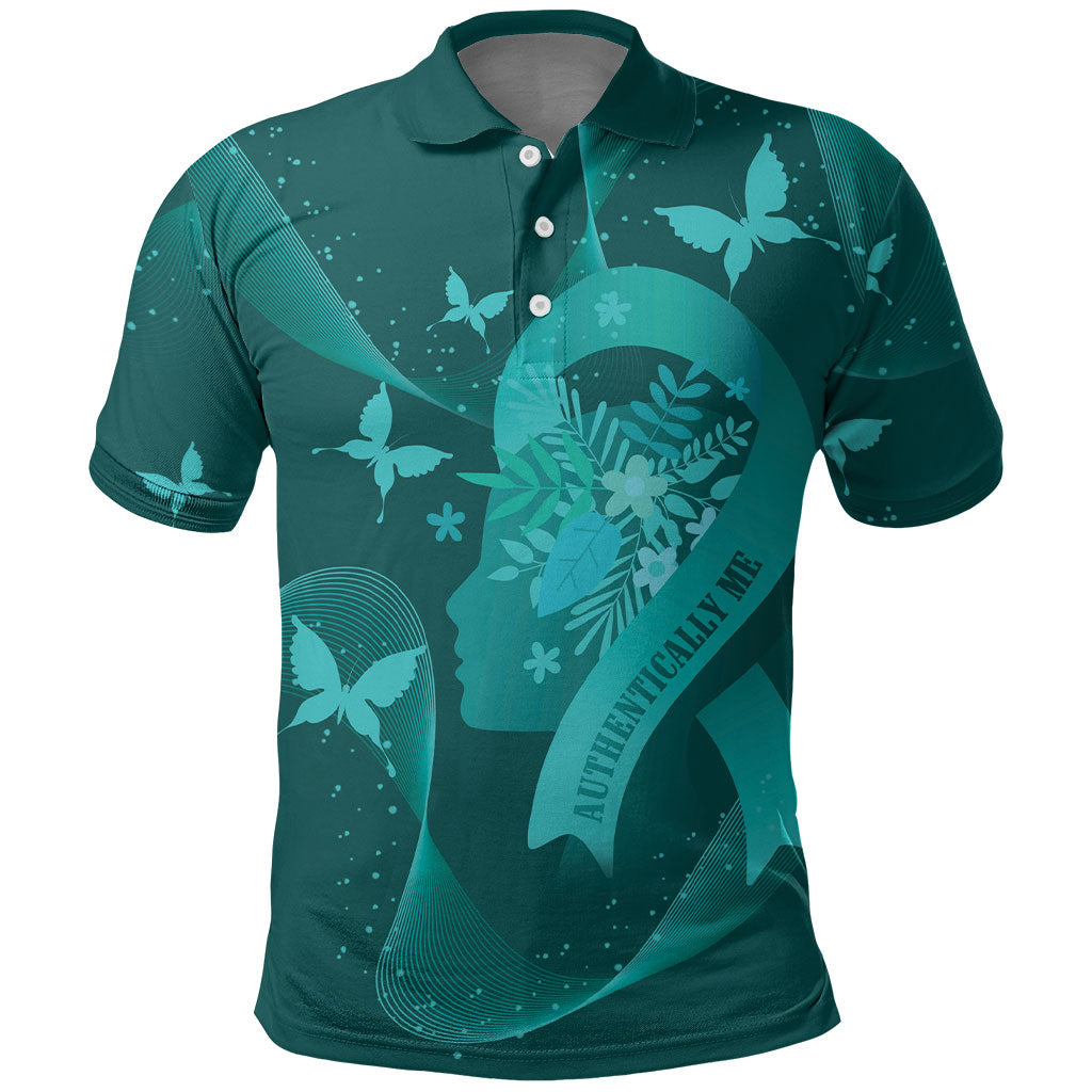 Australia Tourette Syndrome Support Acceptance Personalised Polo Shirt Butterfly Ribbon Art