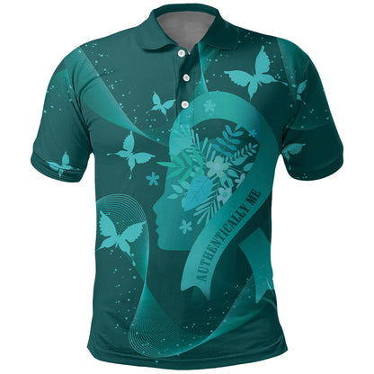 Australia Tourette Syndrome Support Acceptance Personalised Polo Shirt Butterfly Ribbon Art