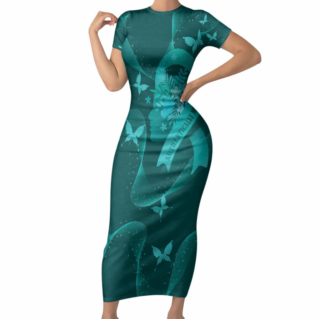 Australia Tourette Syndrome Support Acceptance Personalised Short Sleeve Bodycon Dress Butterfly Ribbon Art