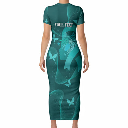 Australia Tourette Syndrome Support Acceptance Personalised Short Sleeve Bodycon Dress Butterfly Ribbon Art