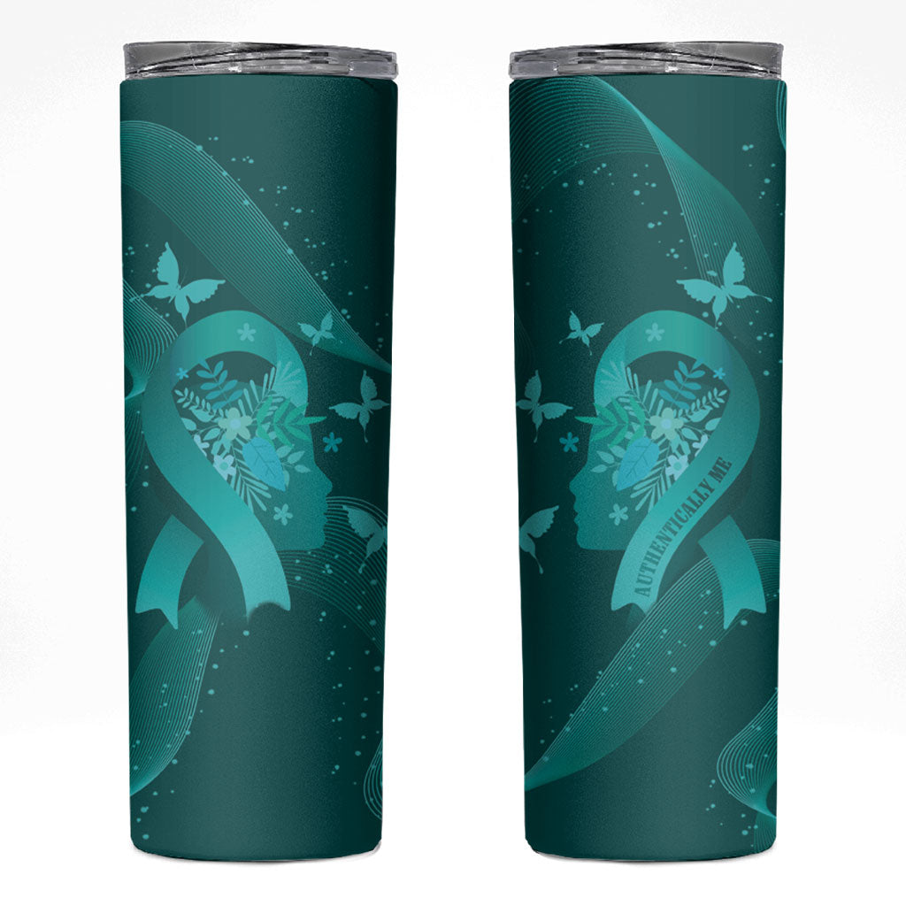 Australia Tourette Syndrome Support Acceptance Personalised Skinny Tumbler Butterfly Ribbon Art