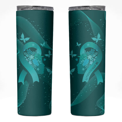 Australia Tourette Syndrome Support Acceptance Personalised Skinny Tumbler Butterfly Ribbon Art