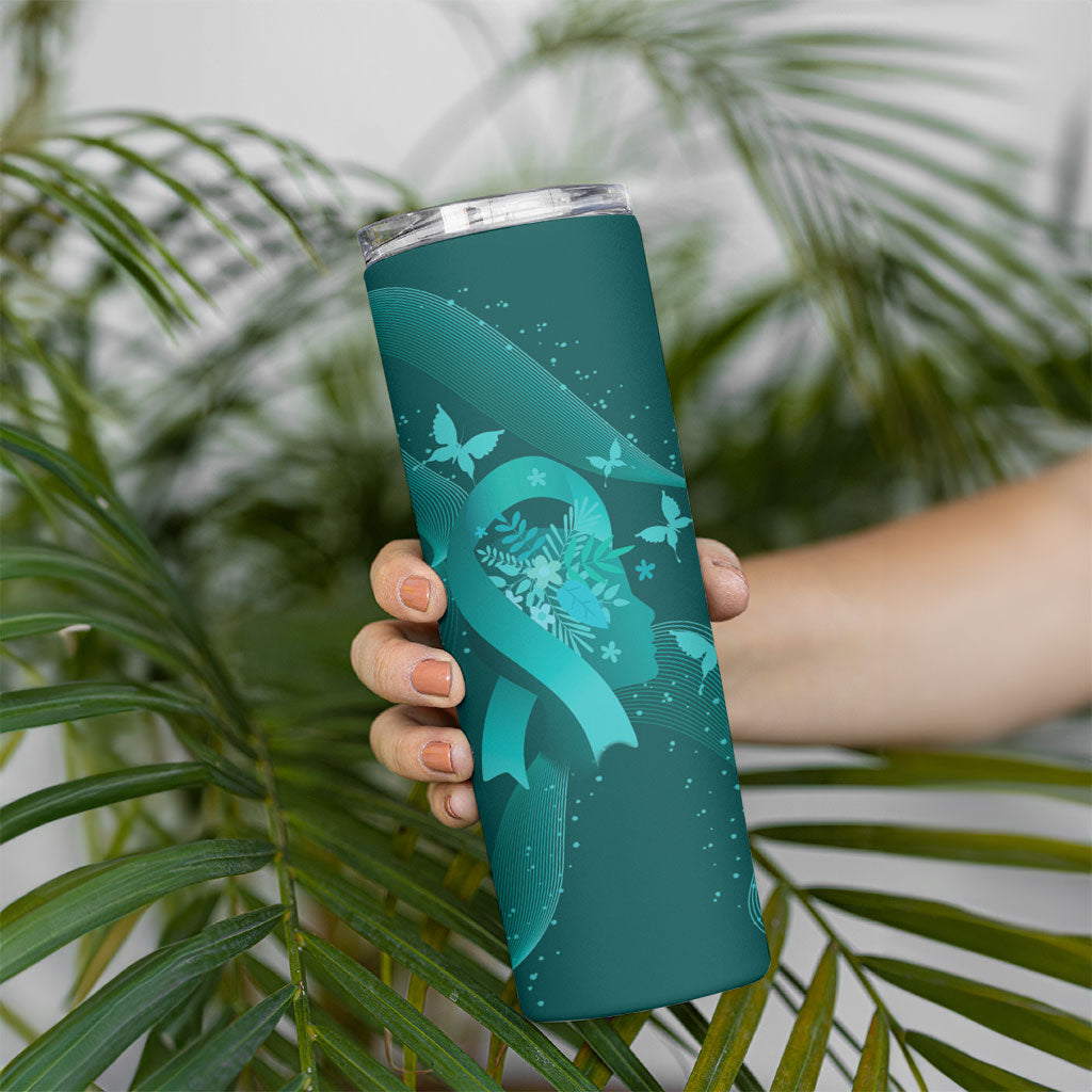 Australia Tourette Syndrome Support Acceptance Personalised Skinny Tumbler Butterfly Ribbon Art