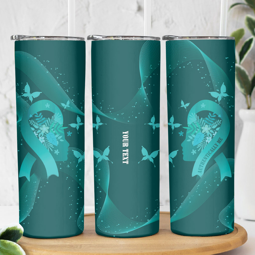 Australia Tourette Syndrome Support Acceptance Personalised Skinny Tumbler Butterfly Ribbon Art