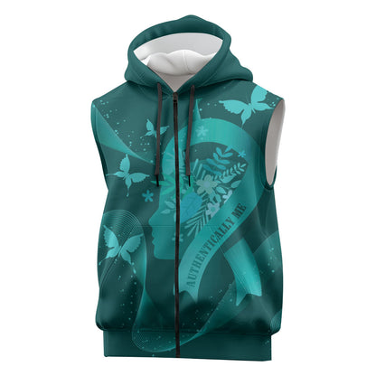 Australia Tourette Syndrome Support Acceptance Personalised Sleeveless Zip Hoodie Butterfly Ribbon Art