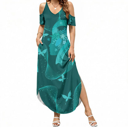 Australia Tourette Syndrome Support Acceptance Personalised Summer Maxi Dress Butterfly Ribbon Art