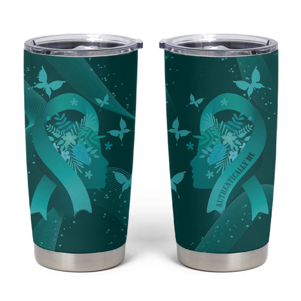 Australia Tourette Syndrome Support Acceptance Personalised Tumbler Cup Butterfly Ribbon Art