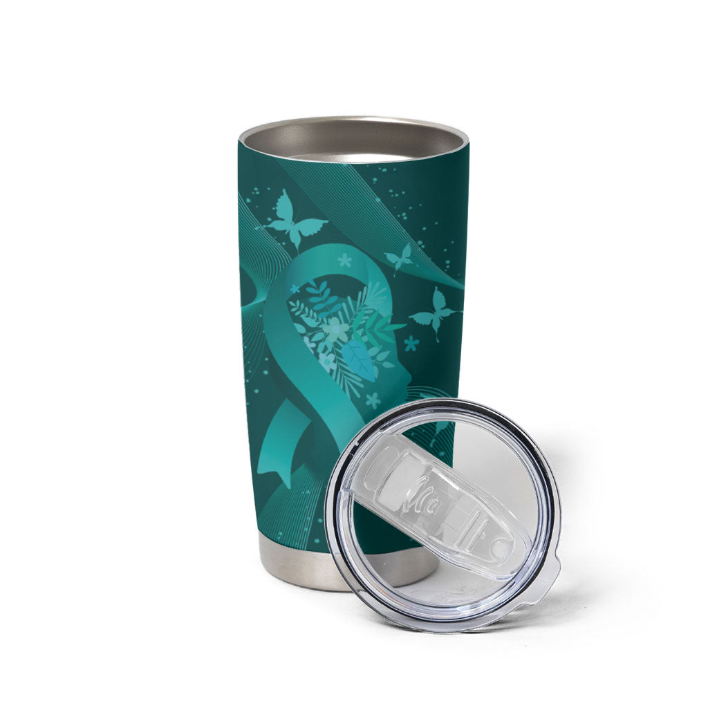 Australia Tourette Syndrome Support Acceptance Personalised Tumbler Cup Butterfly Ribbon Art