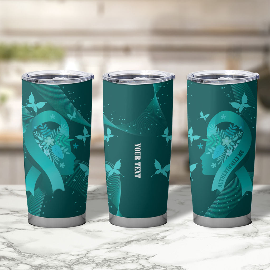 Australia Tourette Syndrome Support Acceptance Personalised Tumbler Cup Butterfly Ribbon Art