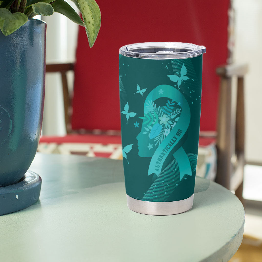 Australia Tourette Syndrome Support Acceptance Personalised Tumbler Cup Butterfly Ribbon Art