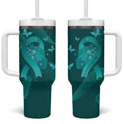 Australia Tourette Syndrome Support Acceptance Personalised Tumbler With Handle Butterfly Ribbon Art