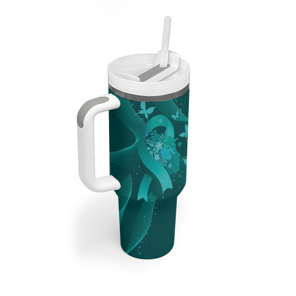 Australia Tourette Syndrome Support Acceptance Personalised Tumbler With Handle Butterfly Ribbon Art