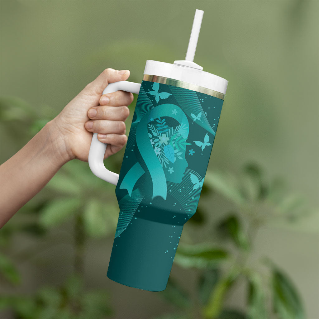 Australia Tourette Syndrome Support Acceptance Personalised Tumbler With Handle Butterfly Ribbon Art