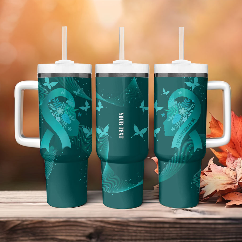 Australia Tourette Syndrome Support Acceptance Personalised Tumbler With Handle Butterfly Ribbon Art