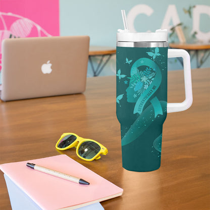 Australia Tourette Syndrome Support Acceptance Personalised Tumbler With Handle Butterfly Ribbon Art
