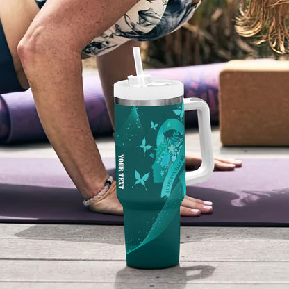 Australia Tourette Syndrome Support Acceptance Personalised Tumbler With Handle Butterfly Ribbon Art