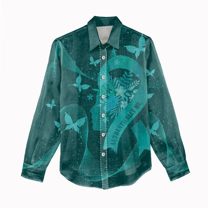 Australia Tourette Syndrome Support Acceptance Personalised Women Casual Shirt Butterfly Ribbon Art