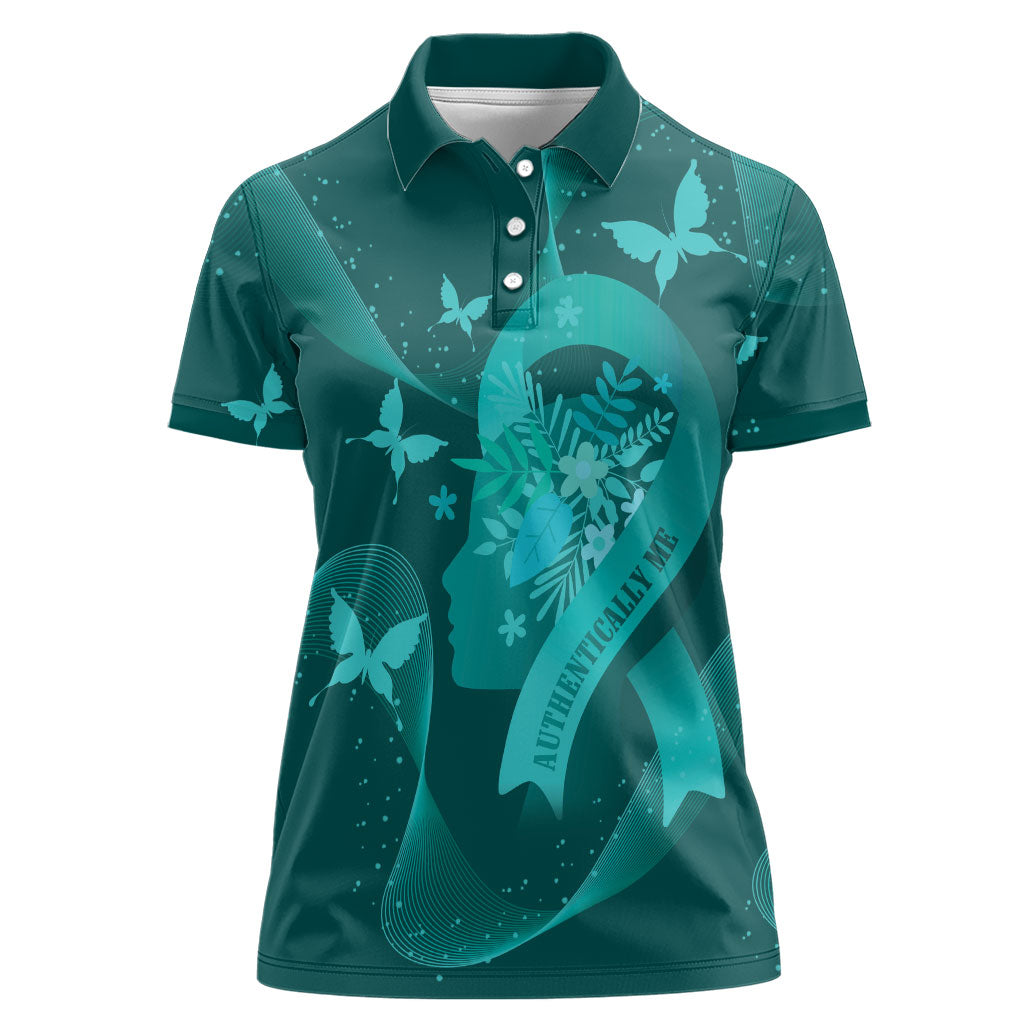 Australia Tourette Syndrome Support Acceptance Personalised Women Polo Shirt Butterfly Ribbon Art