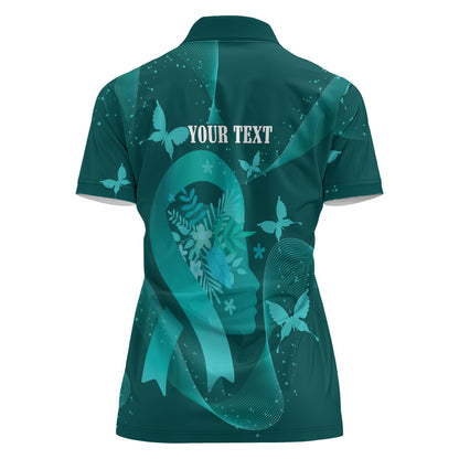 Australia Tourette Syndrome Support Acceptance Personalised Women Polo Shirt Butterfly Ribbon Art