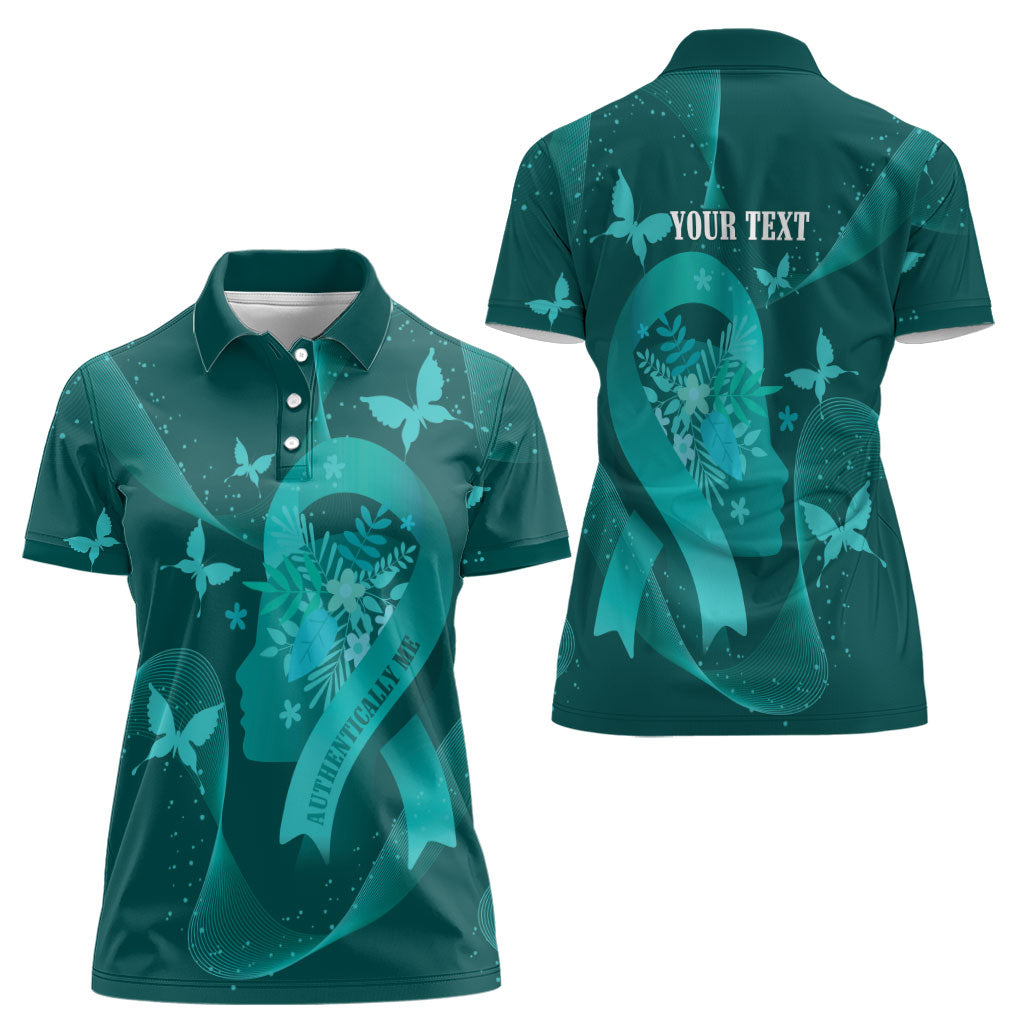 Australia Tourette Syndrome Support Acceptance Personalised Women Polo Shirt Butterfly Ribbon Art