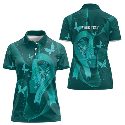 Australia Tourette Syndrome Support Acceptance Personalised Women Polo Shirt Butterfly Ribbon Art