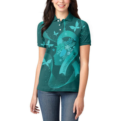 Australia Tourette Syndrome Support Acceptance Personalised Women Polo Shirt Butterfly Ribbon Art