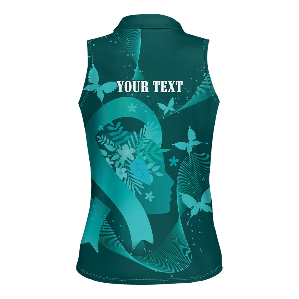 Australia Tourette Syndrome Support Acceptance Personalised Women Sleeveless Polo Shirt Butterfly Ribbon Art