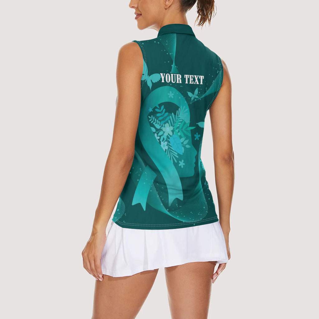 Australia Tourette Syndrome Support Acceptance Personalised Women Sleeveless Polo Shirt Butterfly Ribbon Art