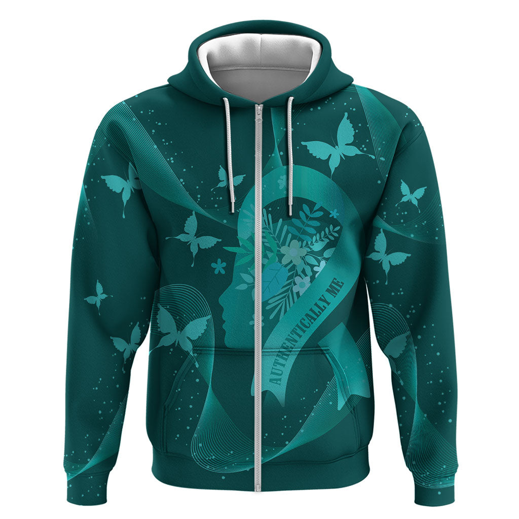 Australia Tourette Syndrome Support Acceptance Personalised Zip Hoodie Butterfly Ribbon Art