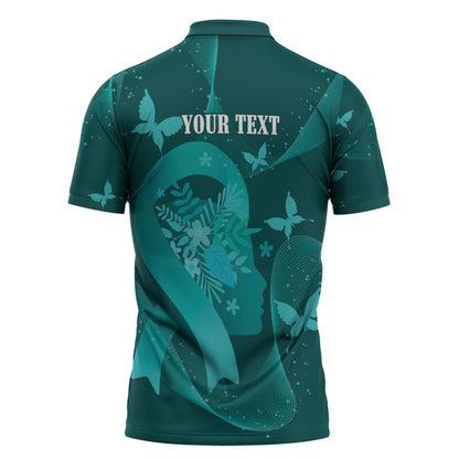 Australia Tourette Syndrome Support Acceptance Personalised Zipper Polo Shirt Butterfly Ribbon Art