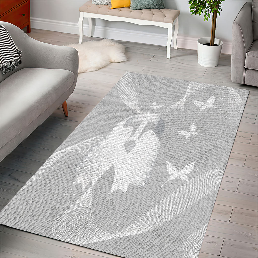 Australia Lung Cancer Support Area Rug Butterfly White Ribbon Art