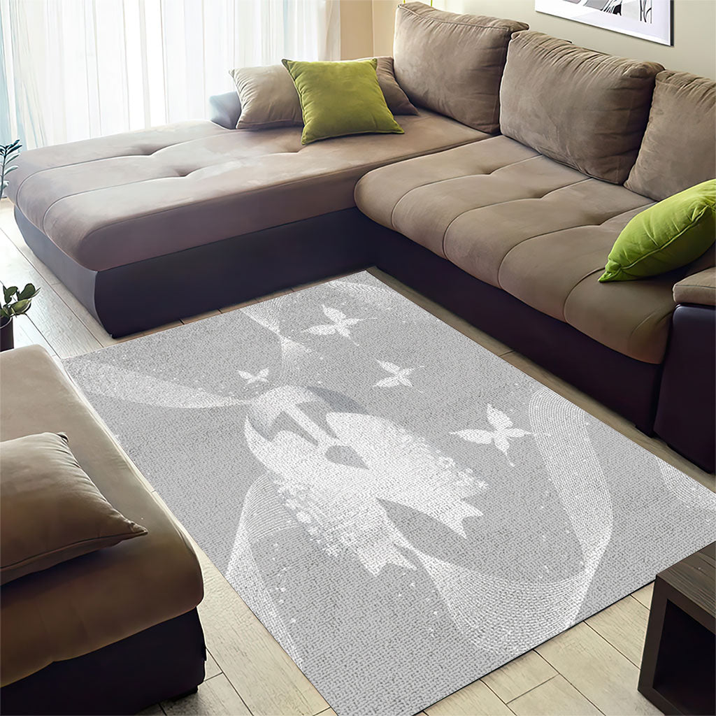 Australia Lung Cancer Support Area Rug Butterfly White Ribbon Art