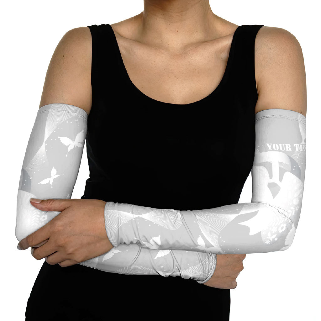 Australia Lung Cancer Support Personalised Arm Sleeves Butterfly White Ribbon Art