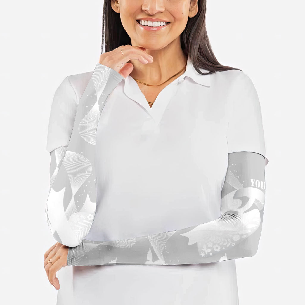 Australia Lung Cancer Support Personalised Arm Sleeves Butterfly White Ribbon Art