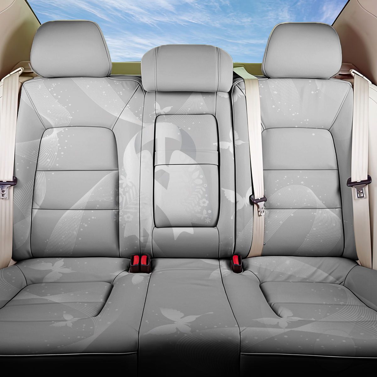 Australia Lung Cancer Support Back Car Seat Cover Butterfly White Ribbon Art