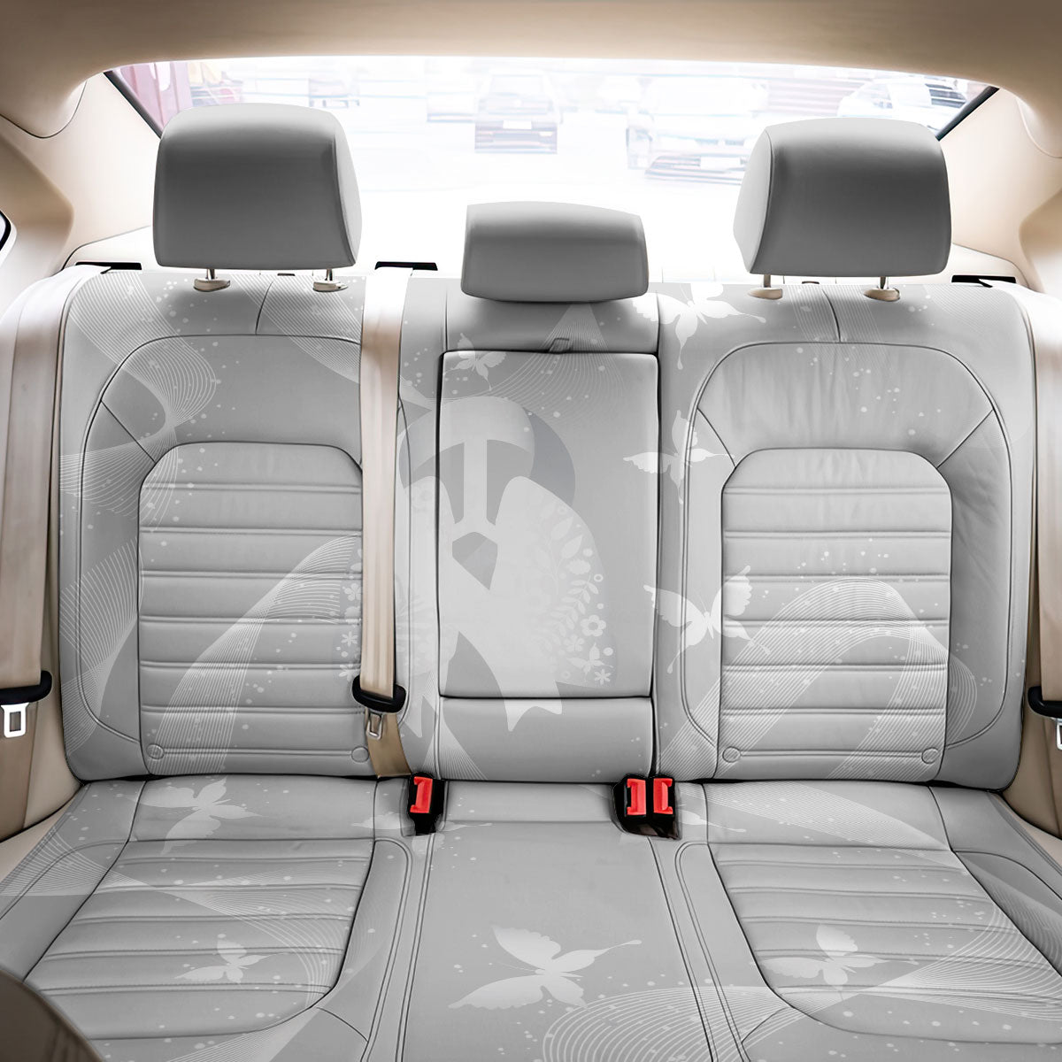 Australia Lung Cancer Support Back Car Seat Cover Butterfly White Ribbon Art