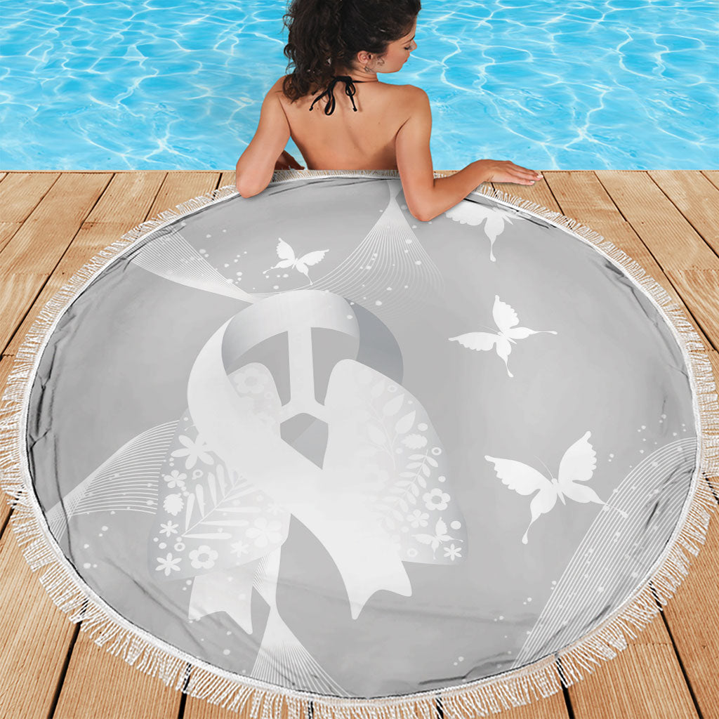 Australia Lung Cancer Support Beach Blanket Butterfly White Ribbon Art