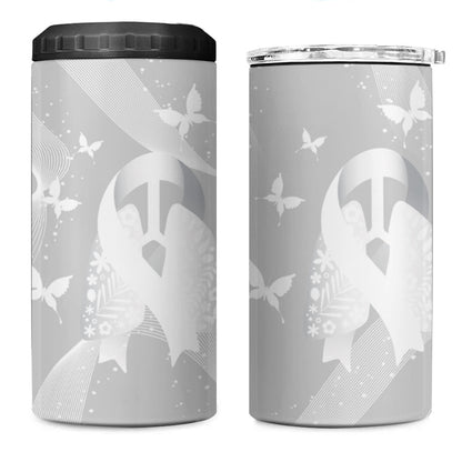 Australia Lung Cancer Support Personalised 4 in 1 Can Cooler Tumbler Butterfly White Ribbon Art