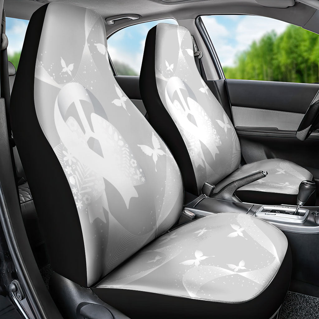 Australia Lung Cancer Support Car Seat Cover Butterfly White Ribbon Art
